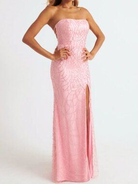 NWT Faviana 11085 Strapless Beaded Prom Dress Light Pink Size 10